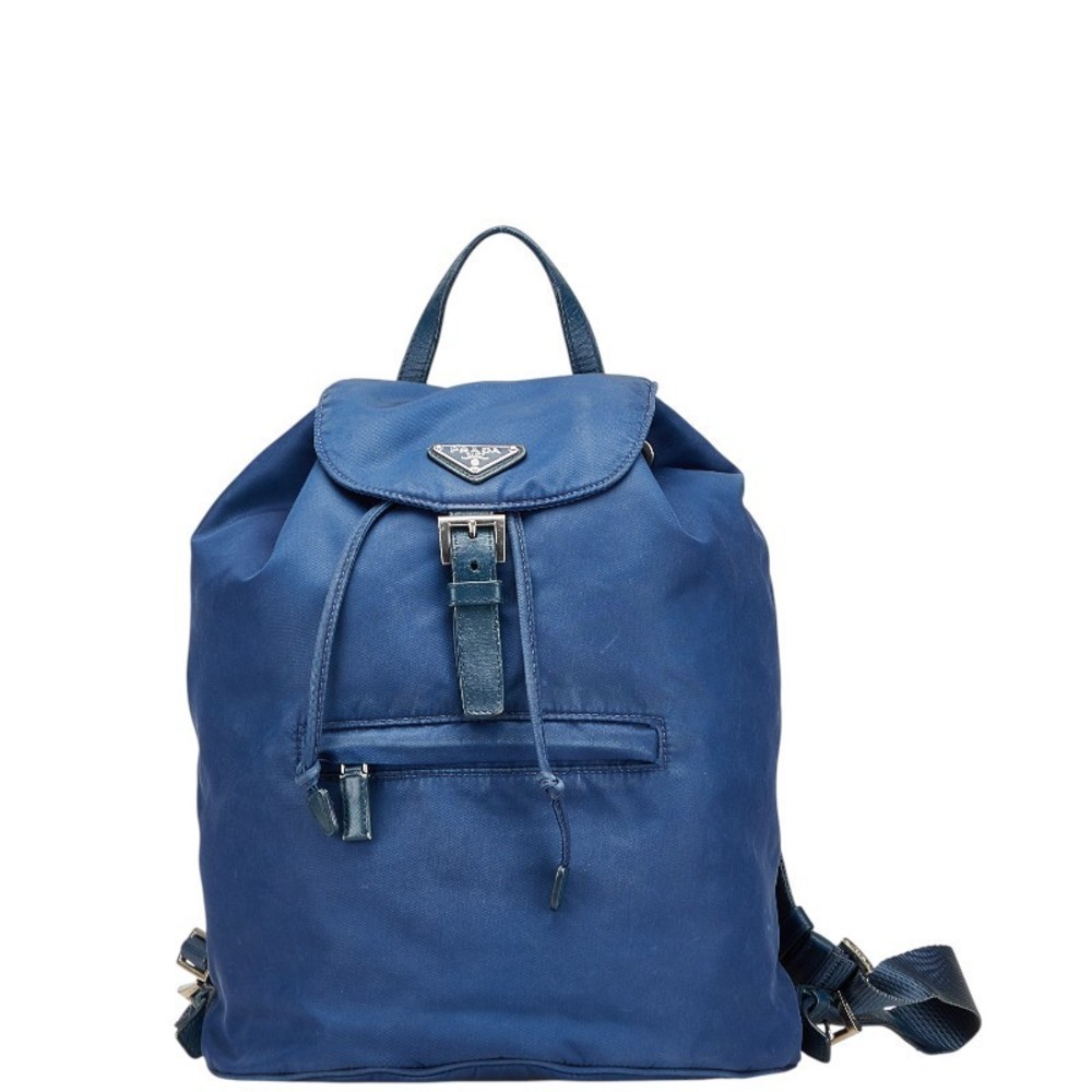 Prada Triangular Logo Backpack Blue - image 1